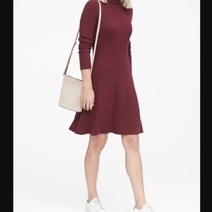 Banana Republic Burgundy Turtleneck Sweater Dress